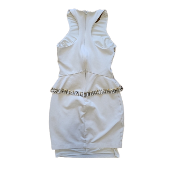 Bebe White Beaded Racer Back Bodycon Mini Dress Size XS - Picture 6 of 12